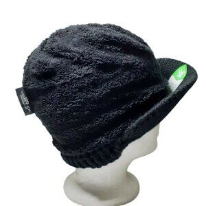 Vortex Ladies Nation Knit Brim Hat Ski Cold Weather Cap Black Yarn One Size